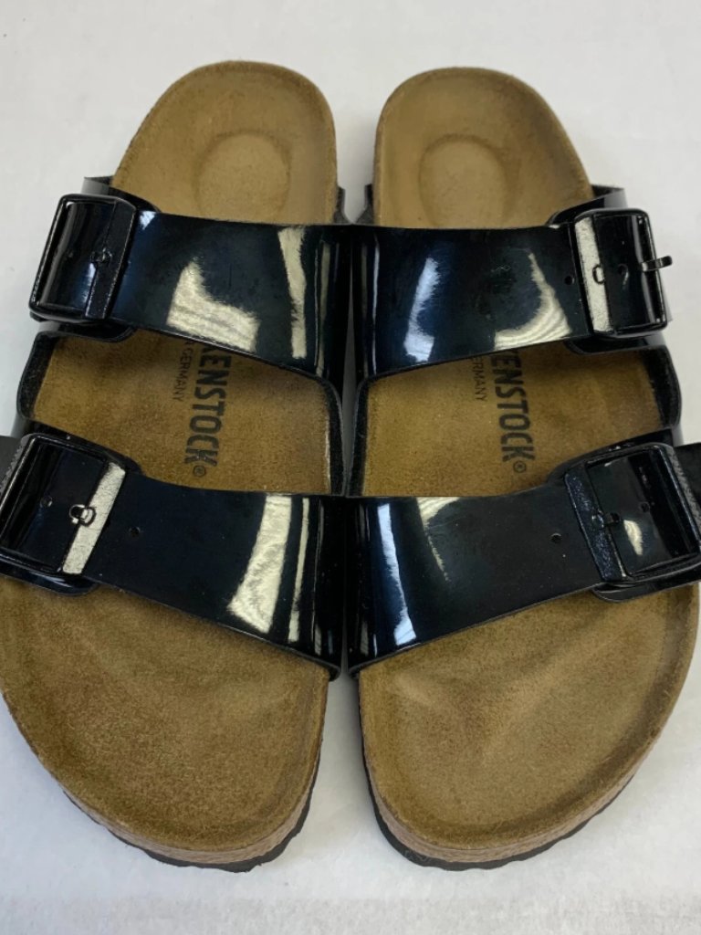 Birkenstock Arizona Black Birko-Flor Patent Regular Width Sandals